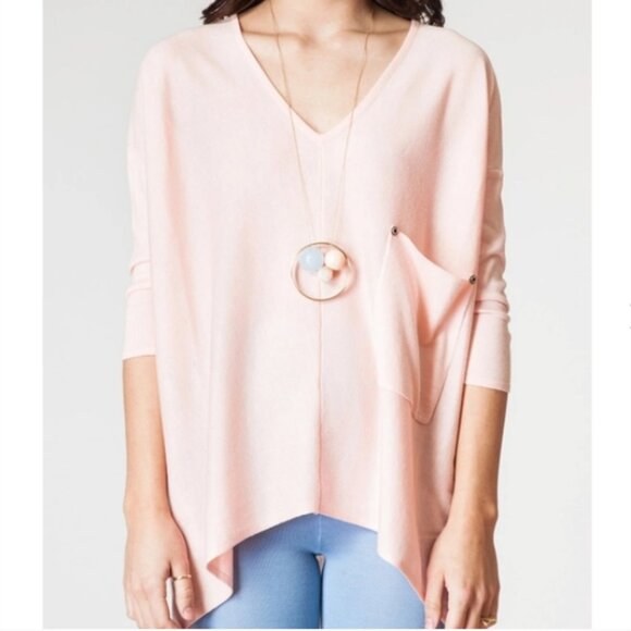 Kerisma Women's "Raven" Pink Coral Lightweight Knit Wool Blend Tunic Top Sz M/L - Picture 2 of 12